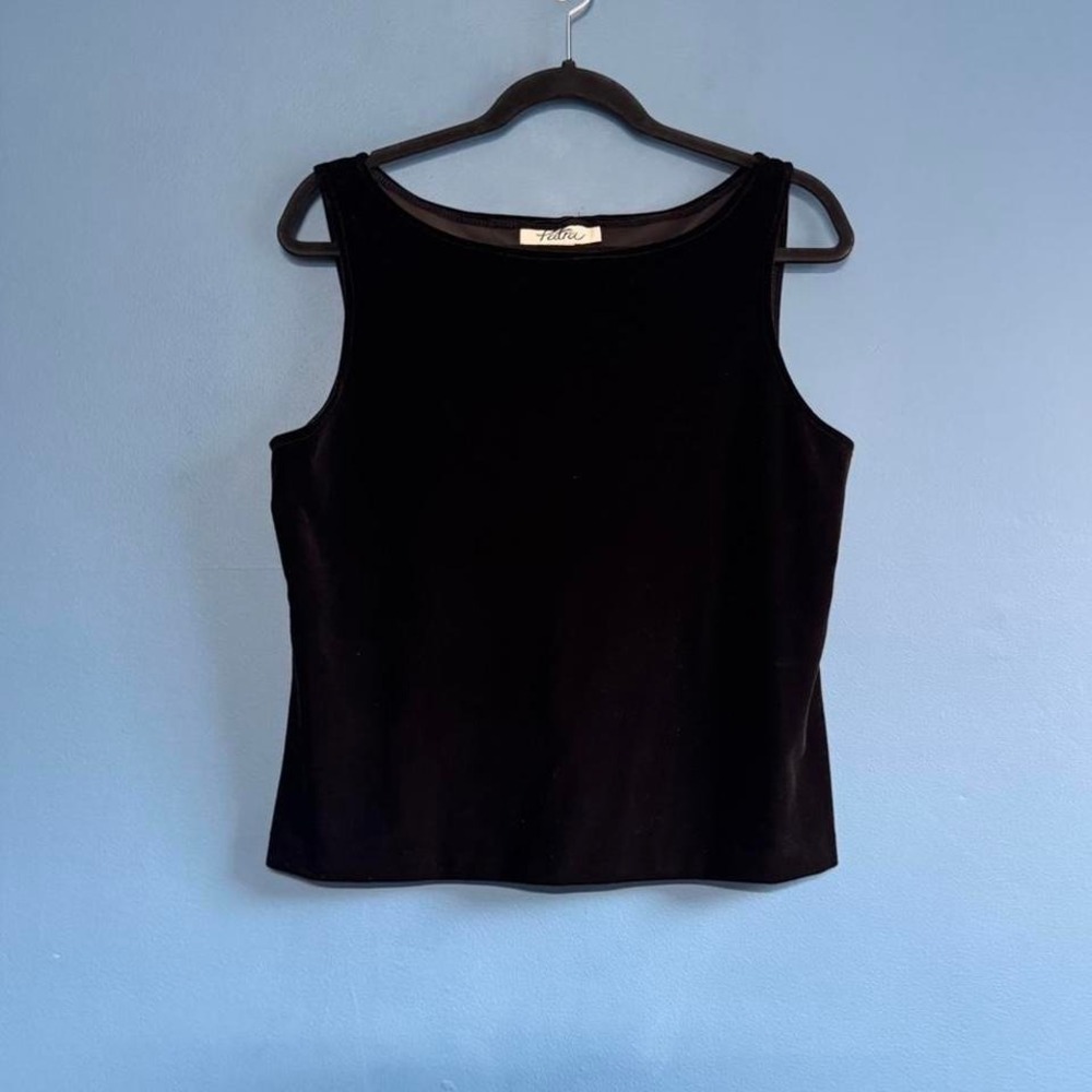 Vintage 90s Velvet Tank Women's Size Large Black Patra Stretch Retro Gothic Emo